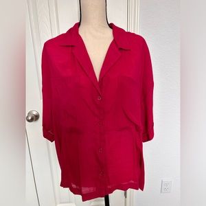 Oversized Button Front Top by Banana Republic